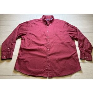 Lands End VTG Button Up Shirt Men's XL Long Sleeve Red. Holiday Preppy Casual